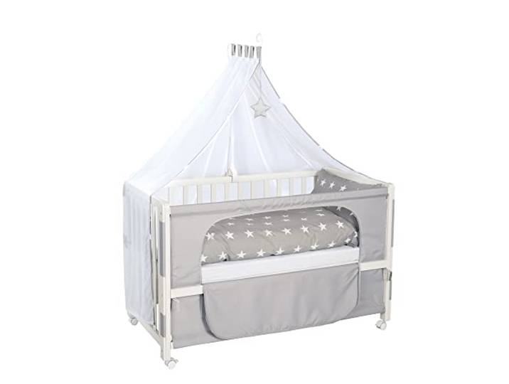 roba Roombed, Babybett 60x120 cm, Beistellbett zum Elternbett mit kompletter Ausstattung