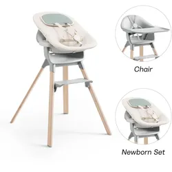 Stokke® CLIKK™ Bundle Hochstuhl Bambus inkl. Newbornset, grau