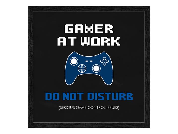 Holzbild Do Not Disturb Floatglas, MDF Schwarz/Blau/Weiß 33 x 33 x 1cm