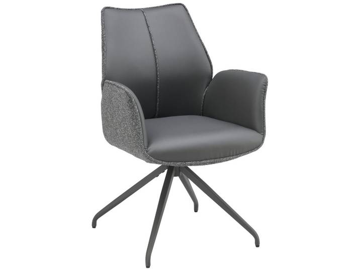 Armlehnstuhl Darcy Lederlook grau 360° drebhbar