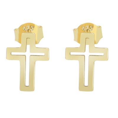 Paar Ohrhänger ADELIA´S "Ohrringe – Ohrstecker Kreuz aus 925 Silber", Damen, Gr. Damen, Silber 925 (Sterlingsilber), gold, Ohrringe, Ein Geschenk, das Freude macht