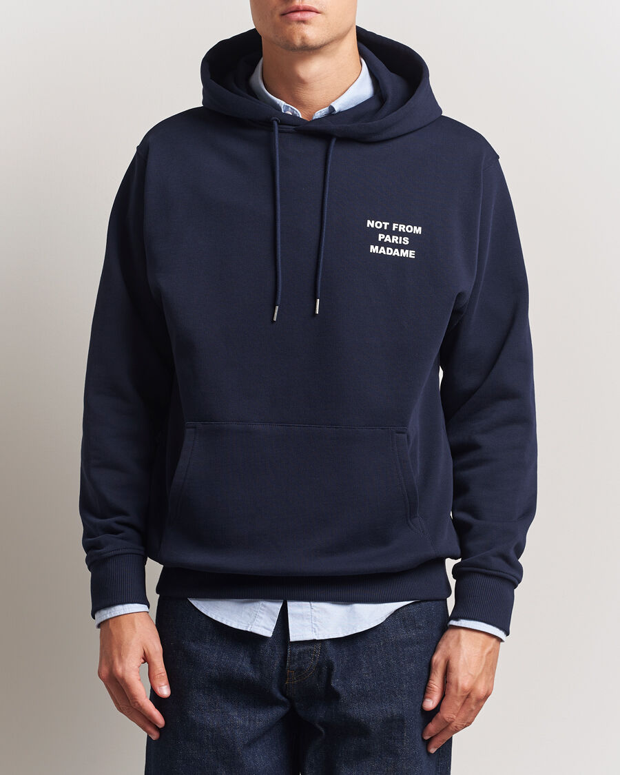 Drôle de Monsieur Slogan Hoodie Navy men S Blå