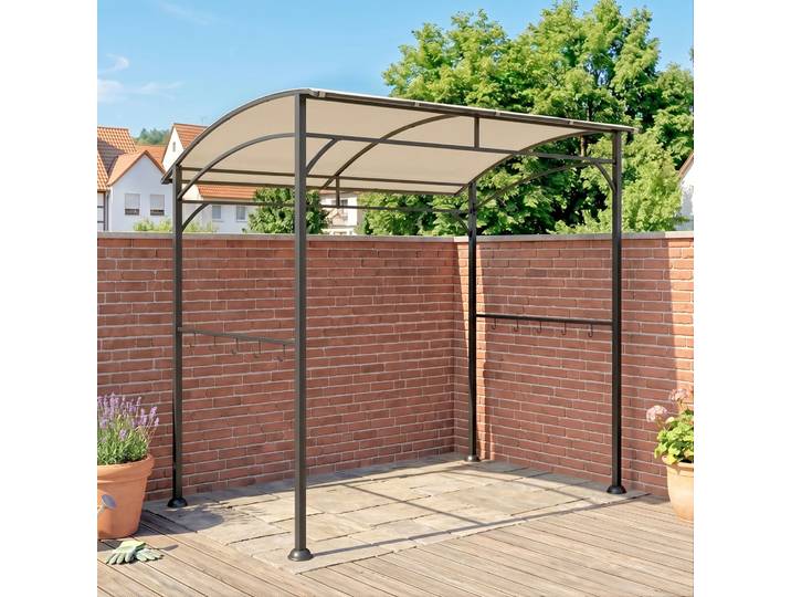 Outsunny Pavillon Barbecue Beige+Noir Acier 215x150x220 cm
