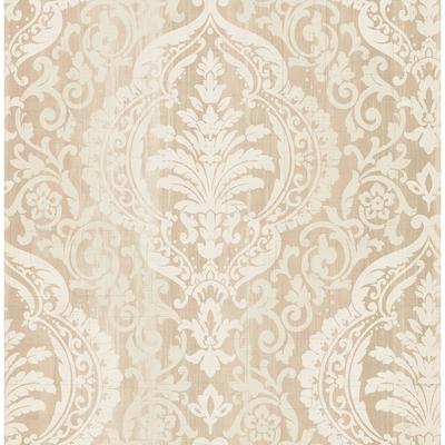 Seabrook Designs Bedfordshire Leaf Ogee Unpasted Wallpaper