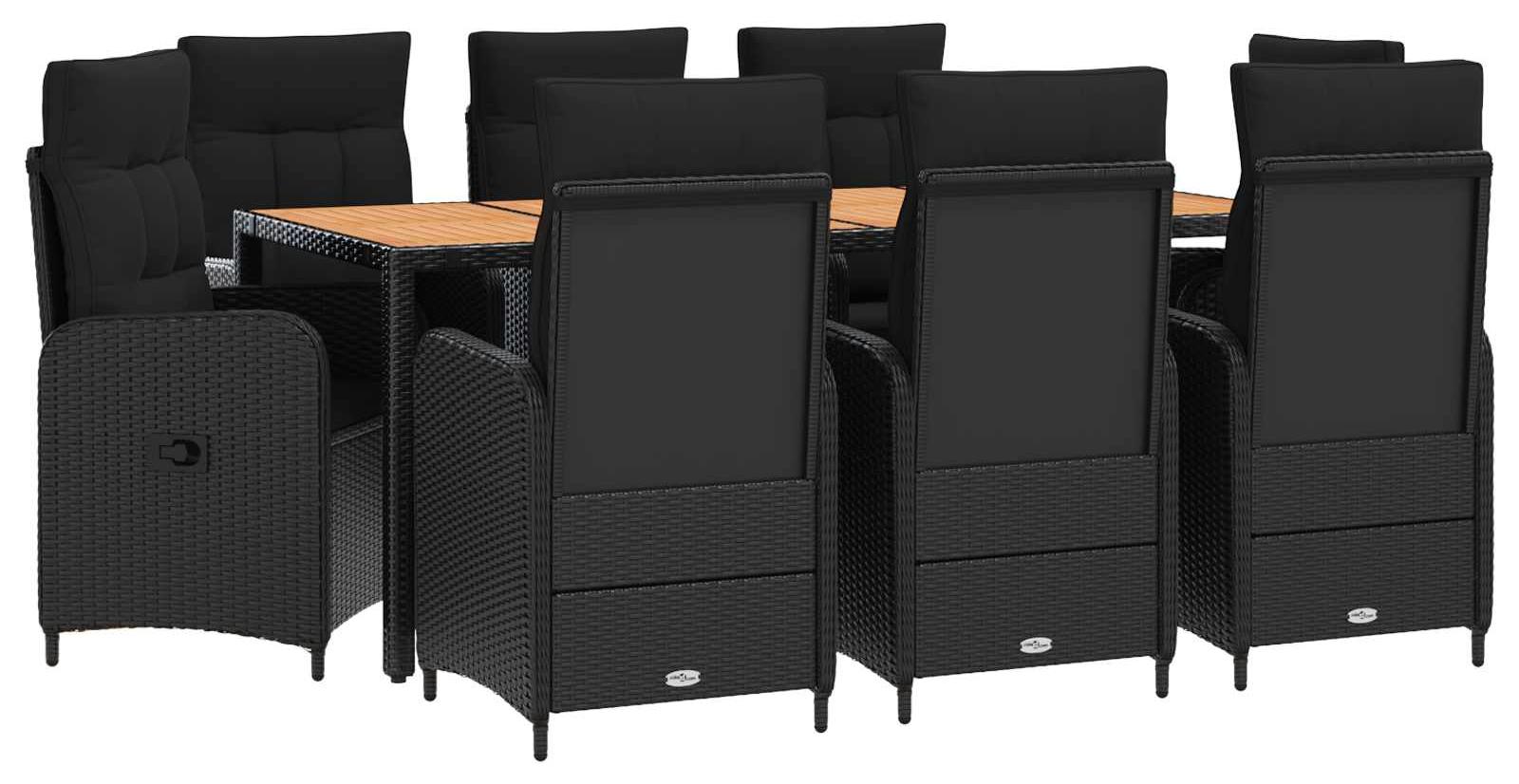 Outdoortisch-Set 9 stk. Schwarz
