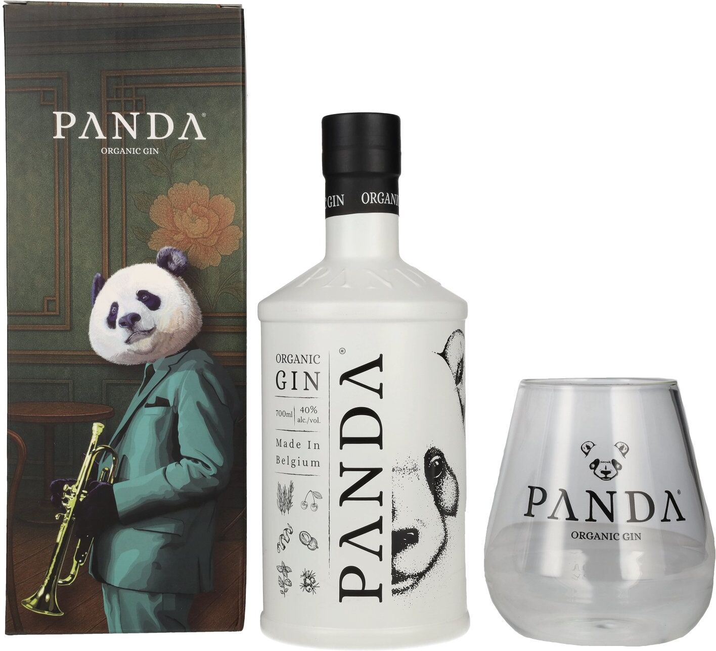 Panda Organic Gin 40% Vol. 0,7l in geschenkverpakking met Glas