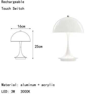 Uplift Picks Rechargeable Nordic Aluminum Acrylic Table Lamp For Modern Ambient Home Lighting white