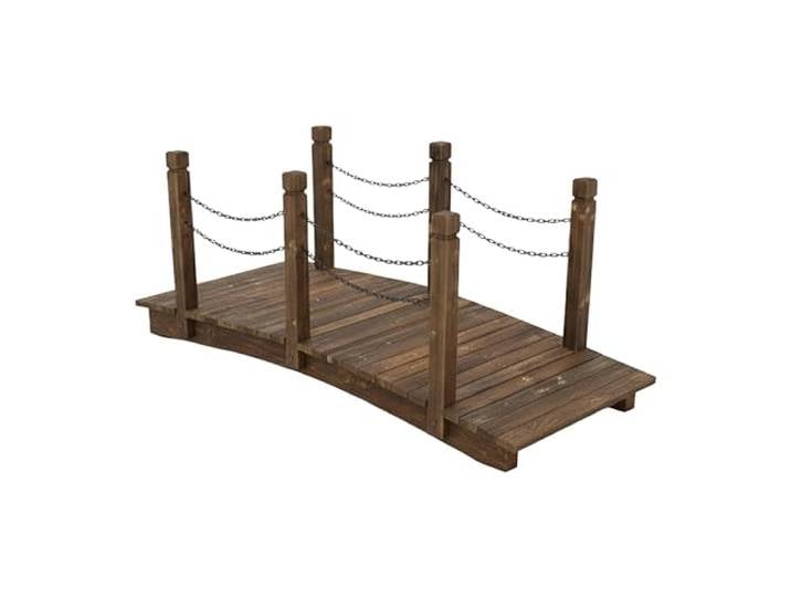 Relaxdays Pont de Jardin\, poteaux + chaînes\, Sapin\, pour étang\, HxLxP:55x150x67 cm\, Pont déco\, Choix de Couleurs