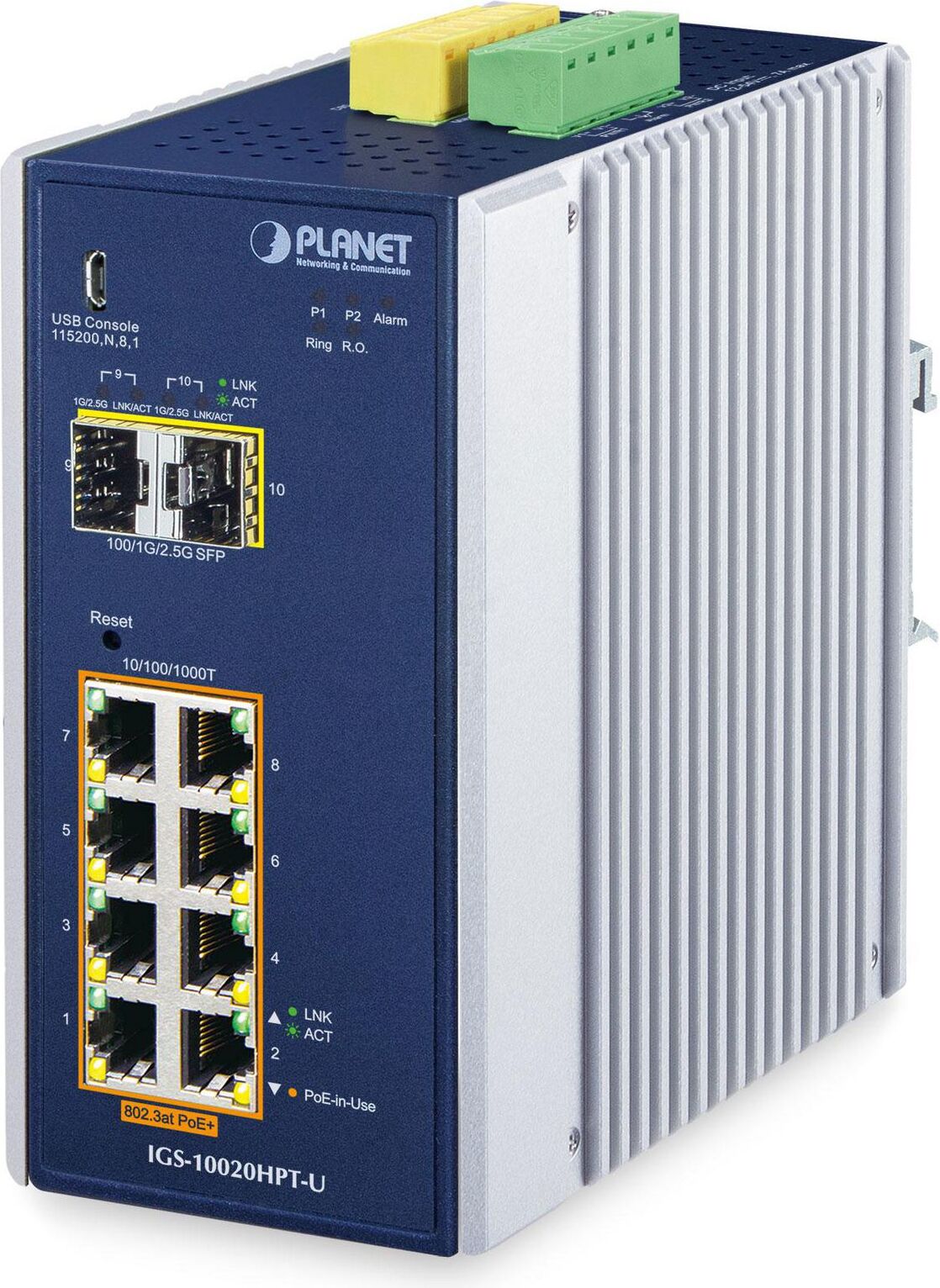 Planet DIN-Rail L2+/L3 verwaltbarer IGS-10020HPT-U - Switch - 1 Gbps