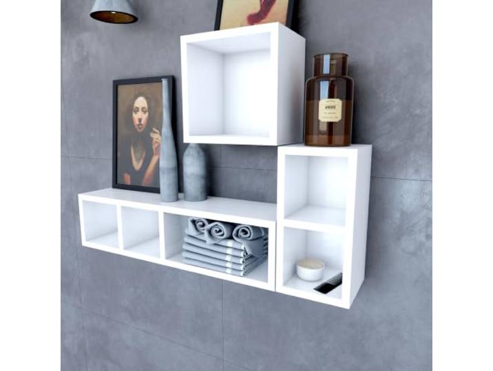 Etagère murale 40x20x20cm blanche de rangement 2 emplacements - PERSONALYZ DUO