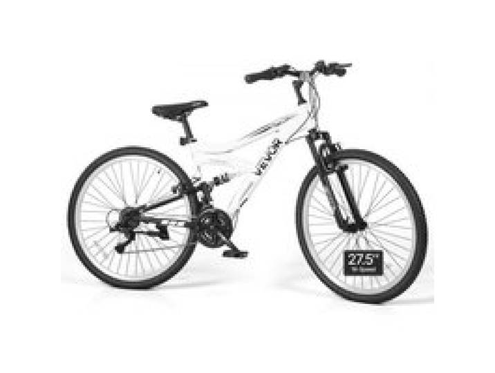 VEVOR VTT Homme Femme 27,5 po, Vélo Tout Terrain 18 Vitesses, Tout-suspendu, pour Montagne, Selle Réglable, Pneu Tout-terrain, Cadre en Acier à Haute Teneur en Carbone, Double Frein, Préassemblé