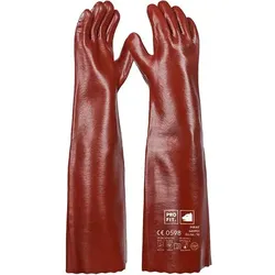 Pirat Vinyl-Chemikalienschutzhandschuh,58 cm, rotbraun, Premium-Qualität , 6 Paar - rot
