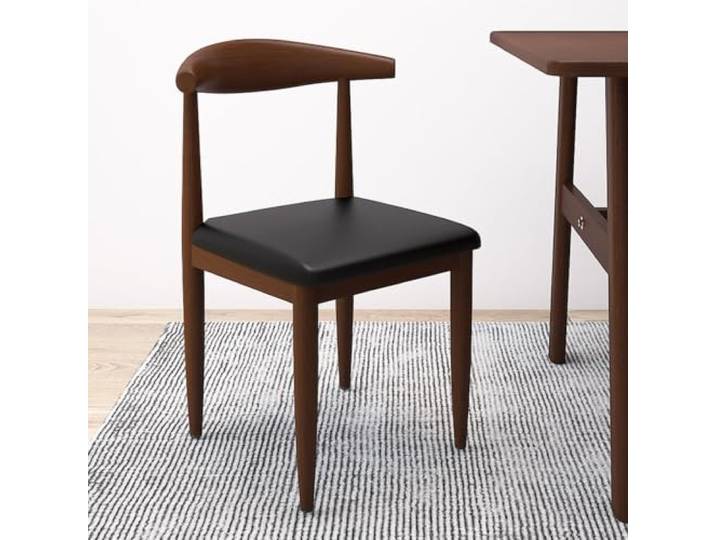 Esszimmerstuhl Aus Metall, Gepolsterter Stuhl Aus Kuhhorn, Stapelbar Robuster Esszimmerstuhl Mit Kohlenstoffstahlrahmen, For Küchenrestaurants(Black)