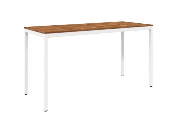 Roanoer Gartenbartisch Stehtisch Massivholz Akazie 196x80,5x105cm Vielseitiger Stehtisch für Terrasse und Balkon mit robuster Akazienholzplatte und stabilen weißen Beinen aus Stahl.