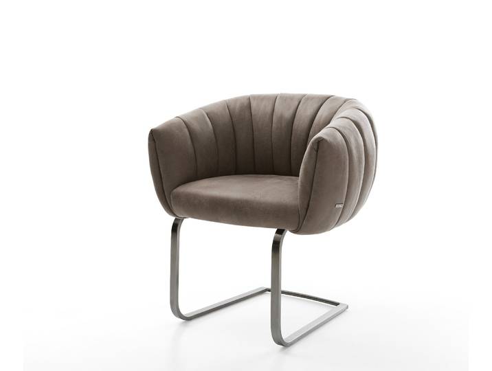 Freischwinger Jada-Flex Mikrofaser Taupe Vintage Freischwinger flach Graphit Taschenfederkern, Esszimmerstühle
