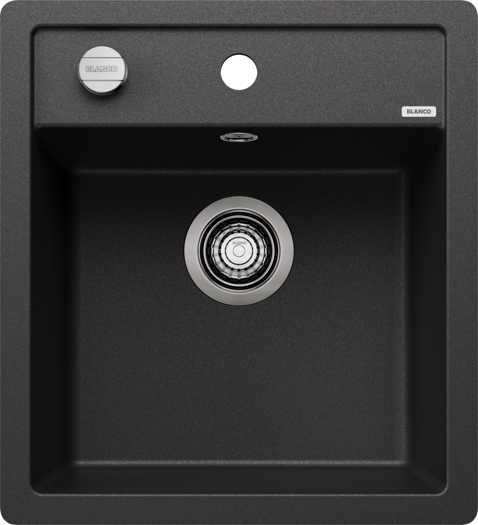 Blanco évier 517166 45,5 x 50 cm, PuraDur anthracite, télécommande de vidange avec commande rotative