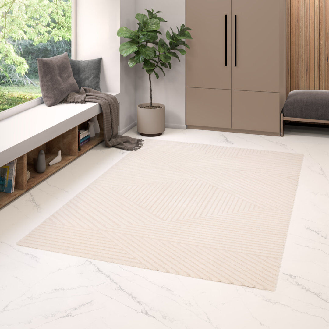 17 Stories Lylian Rectangle Geometric Area Rug Cream Rectangle 160 x 230 cm