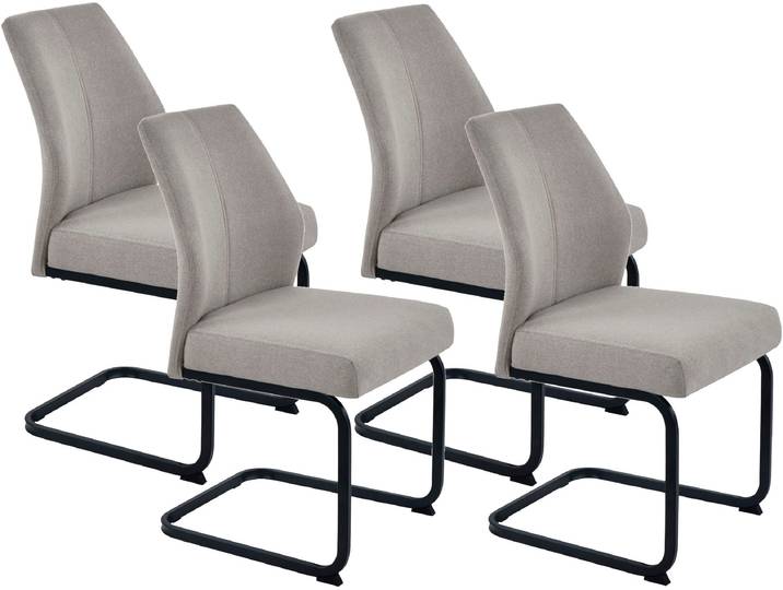 Stuhl HELA Wandsbek, 2er oder 4er-Set, Federkorb , grau (schlamm, schwarz, schlamm), B:47cm H:91cm T:61cm, Metall, Polyester, Stoff, Stühle, Stuhl, Mit Federkorb, 140kg belastbar, in Webstoff oder Vintage Optik