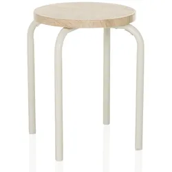 Stapelhocker / Sitzhocker ALRANDA Metall / MDF weiß / eiche hjh LIVING