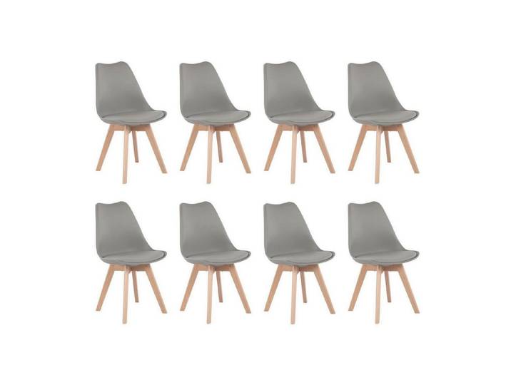 LuxusKollektion Esszimmerstuhl Esszimmerstuhl 8er Set Grau Holzbein