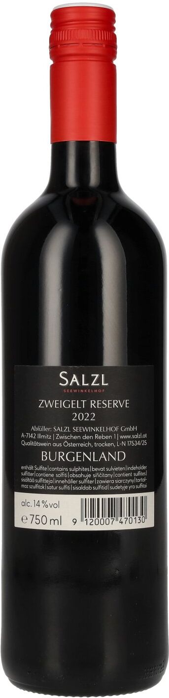 Salzl Seewinkelhof Salzl Zweigelt Reserve 2022 14% Vol. 0,75l