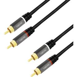 LogiLink CA1209 Cinch Audio Anschlusskabel 10.0 m Schwarz Geschirmt, Farbcodiert