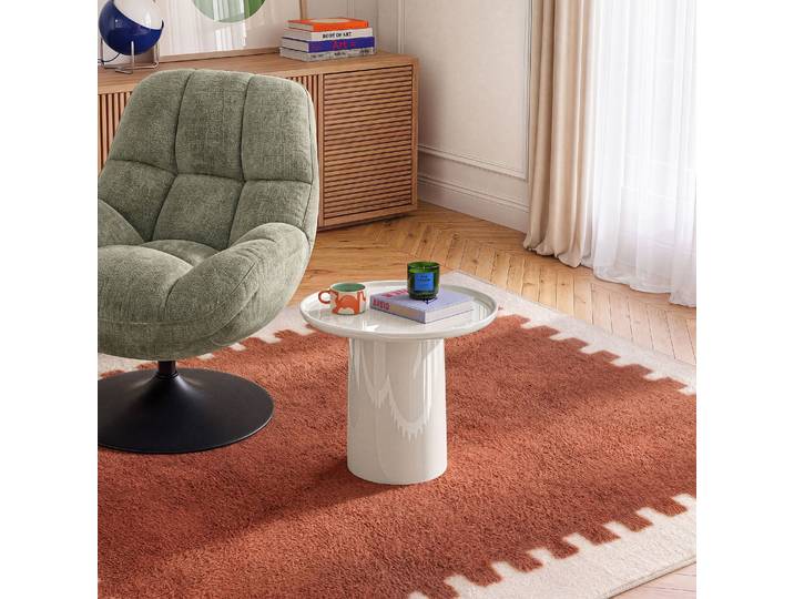 HABITAT - Table d'appoint ronde laquage haute brillance - Beige - Theo