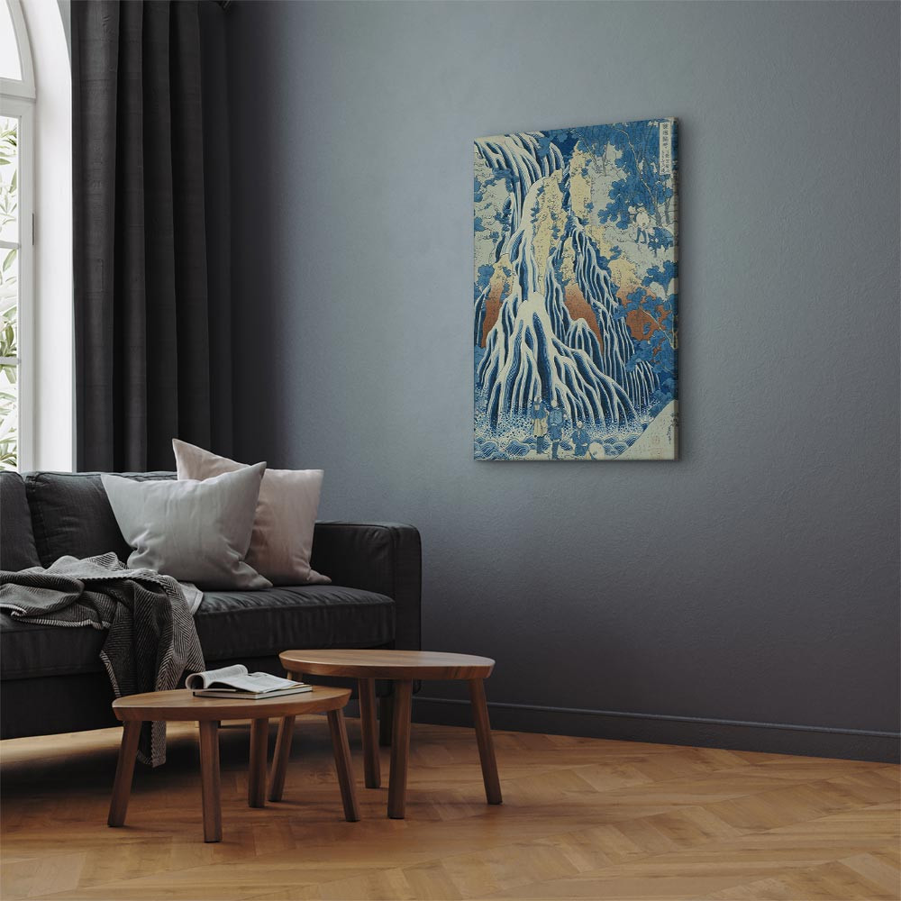 home24 Canvas afbeelding Kirifuri Fall in grijs en blauw, 60 x 90 cm