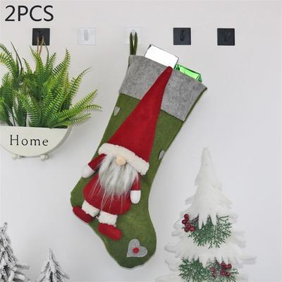 Snug & Styled Faceless Christmas Stocking Gift Bag Plush Tree Hanging Decoration green