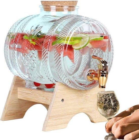 Transparante glazen drankdispenser voor sap en water