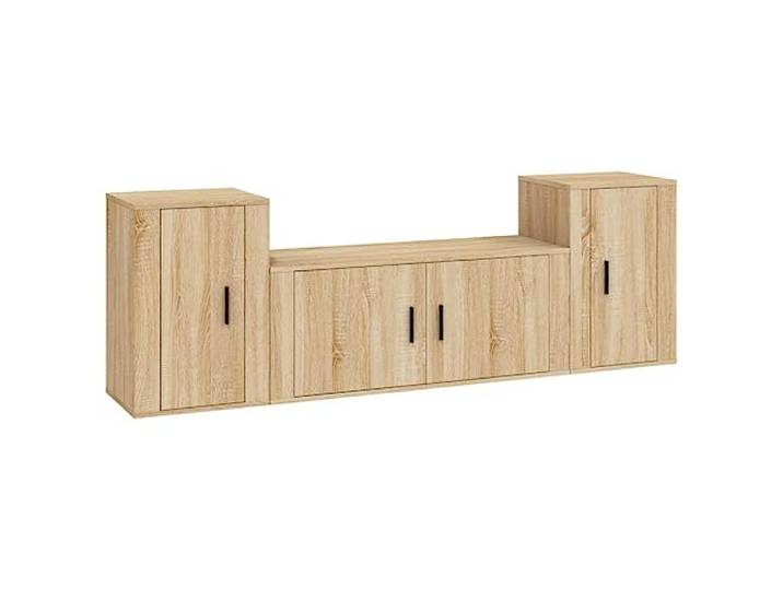 KTHLBRH TV-Möbel-Set 3-teilig Eiche Sonoma aus mehrschichtigem Holz Wanddesign, großer Stauraum, mehrschichtiges Holz, glatte Oberfläche, inklusive Handbuch, 3 Stück