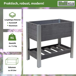 Hochbeet mit Ablage 79x46x74 cm 65 Liter Holzoptik robust witterungsbeständig...