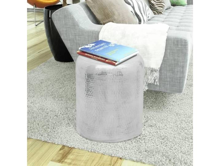 Tabouret martelé en aluminium Argenté - OVONNI - Contemporain - Design - 36 x 47 cm
