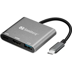 SANDBERG 136-00 - Adapter USB-C > HDMI, USB 3.0, 4K, Aluminium
