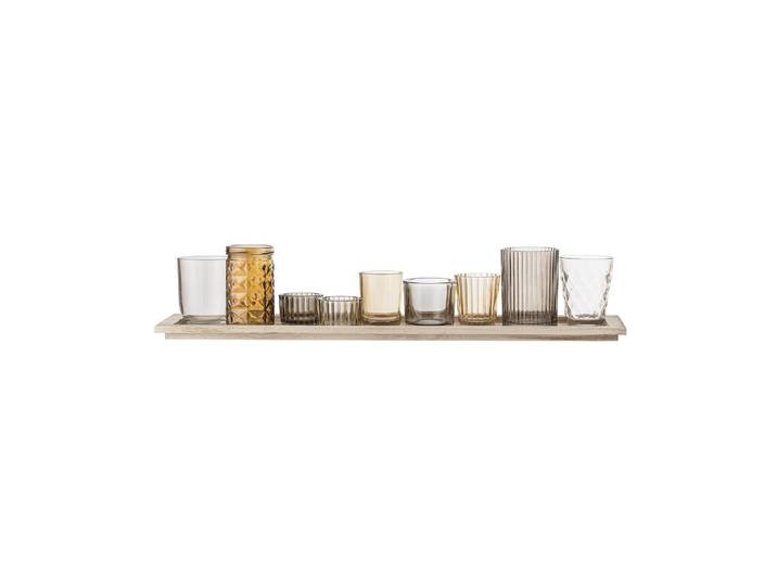 Plateau avec photophores en verre multicolore, 9 photophores, tra