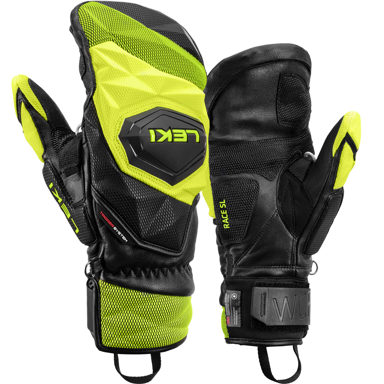 Leki Fäustling WCR VENOM SL 3D black/ice lemon - 10,0