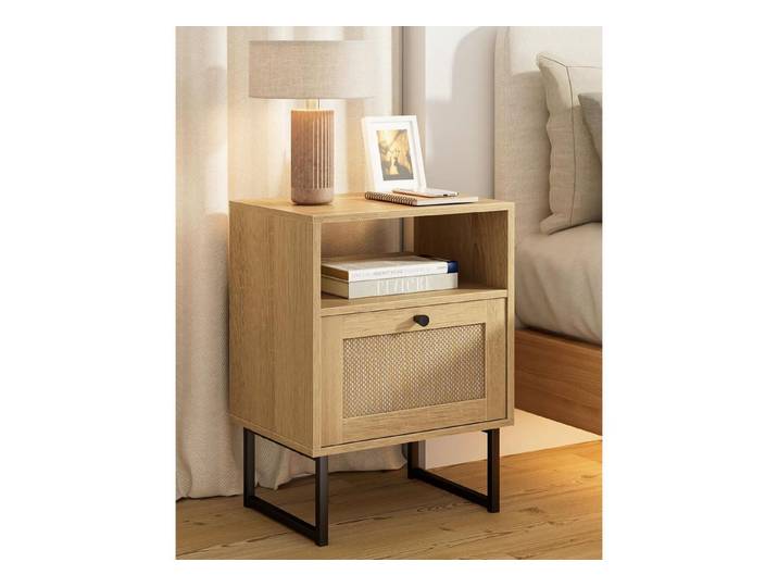 LuxusKollektion Nachttisch Nachttisch Rattan Boho Eiche X-Large (1-St)