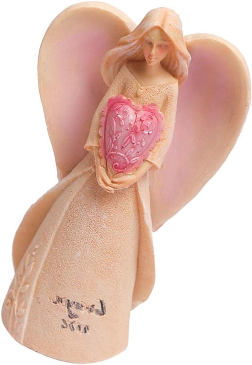 Roze Engelenbeeldje van Hars voor Decoratie, Hoogte: 11 cm