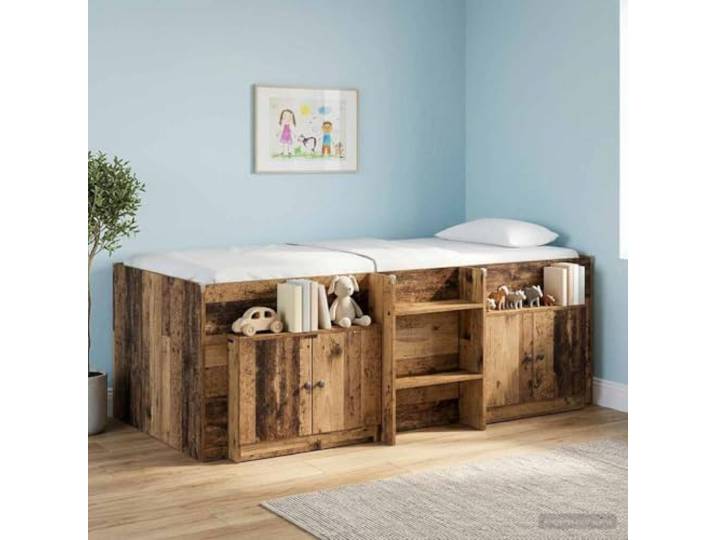 KTHLBRH 2-teiliger Schrank aus antikem Holz, 66 x 35 x 48 cm Technisches Holz, Türen mit Griffen, modulares Design, leicht zu reinigen