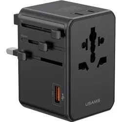 Usams, Reiseadapter, CC334 T72 100W 4-Port Universal Travel Charger (US/AU/UK/EU) - Black