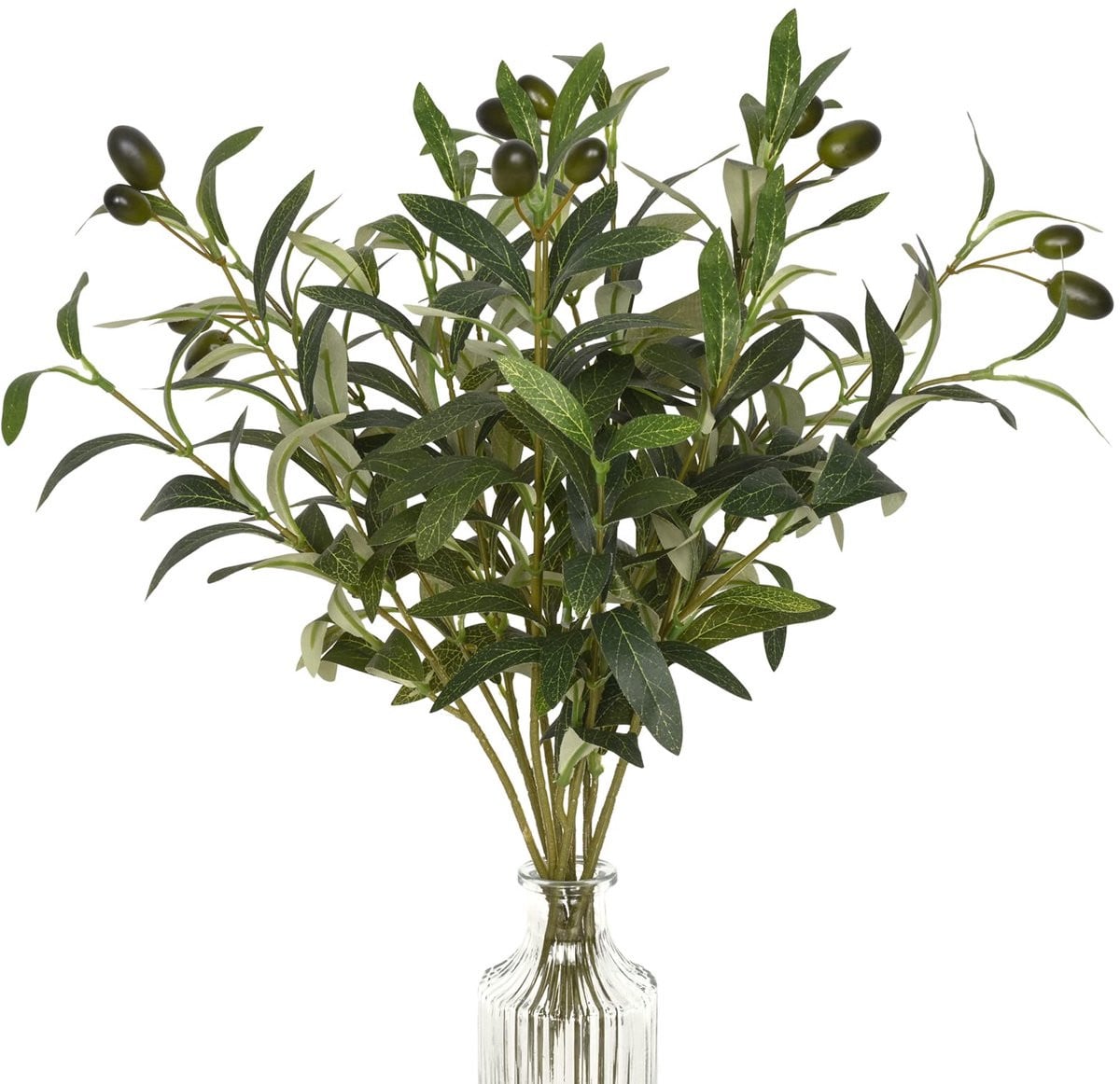Set van 3 kunstmatige olijftakken met levensechte olijven voor decoratie, Hoogte: 45 cm
