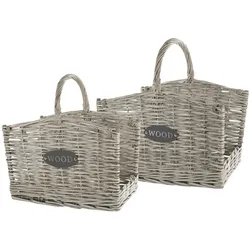 Chic Antique Französischer Körbe mit Henkel im 2er-Set, 30 x 43 x 46 cm