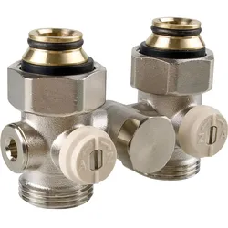 Doppelkugelhahnverschraubung Einrohrsystem 3/4''IG By-Paß Durchgang mit Eurokonus