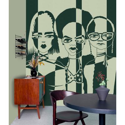 Fototapete LIVING WALLS "Walls by Patel 5 Fototapete Grafische Frauenporträts", grün, B:4m H:0m L:2,7m, Vlies, Tapeten, Grafische Frauenporträts auf 200 g/m² Premium-Vlies