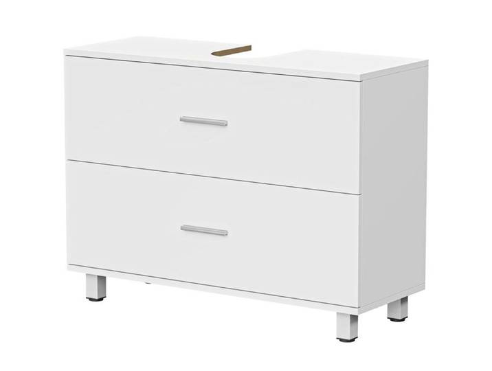 LIA Meuble sous lavabo meuble de salle de bain avec 2 tiroirs style moderne 80 x 30 x 60 cm blanc
