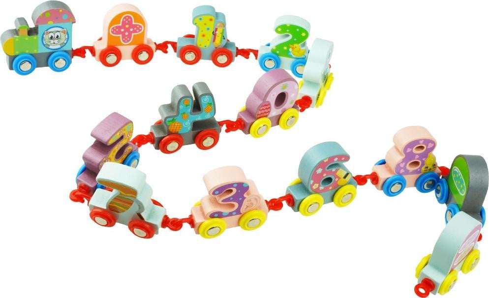 KinderSafe Houten treinbaan met getallenblokken en trein