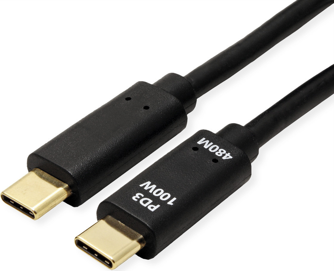 Value USB 2.0 USB-C naar USB-C kabel, 100W, zwart, 3 meter