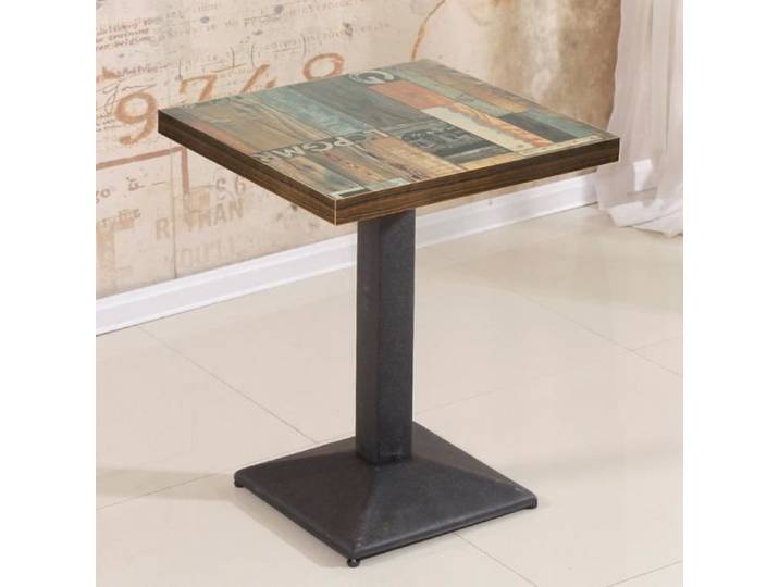 Table à manger carrée HOMEWELL - 60x60x75cm - Fer et bois - Blanc