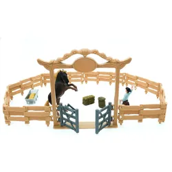 Q Mojo Mojo - Western animal enclosure with cowboy - Farm life, 14 pieces (MJ-380064)