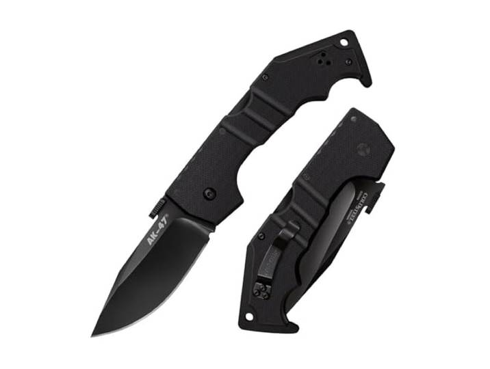 Cold Steel, AK-47 Lockback Black, Klappmesser, Drop Point Klinge, Taschenmesser, Griff: G10, S35VN Klingenstahl, scharfes Messer für Outdoor, Camping, Schnitzen
